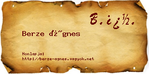Berze Ágnes névjegykártya